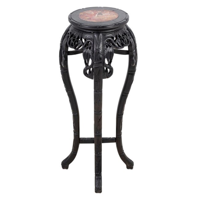 Chinese Chinese Hardwood and Marble Pedestal Table For Sale - Image 3 of 4