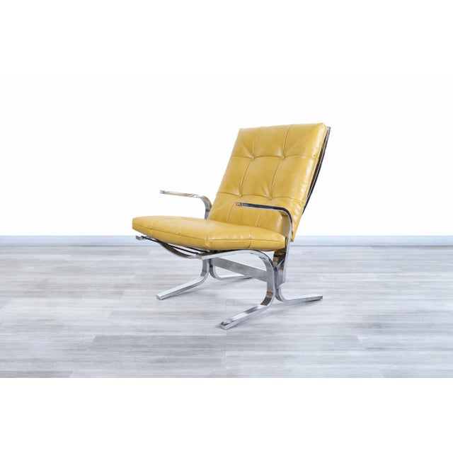 Vintage Chrome and Leather Lounge Chair and Ottoman - 2 Pieces For Sale In Los Angeles - Image 6 of 12