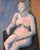 Colorful modernist impasto figure painting of a seated woman by an unknown artist. This contemporary figurative piece uses...