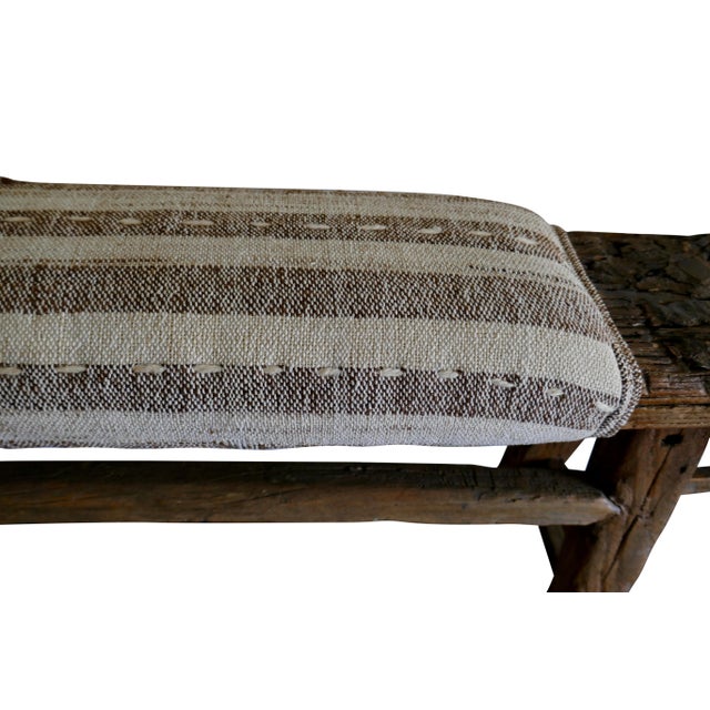 Early 20th Century Fragments Identity Antique Hardwood Bench For Sale - Image 5 of 6