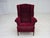 Mid-Century Modern Danish Highback Wingback Armchair in Cherry-Red Velour, 1960s For Sale - Image 3 of 18