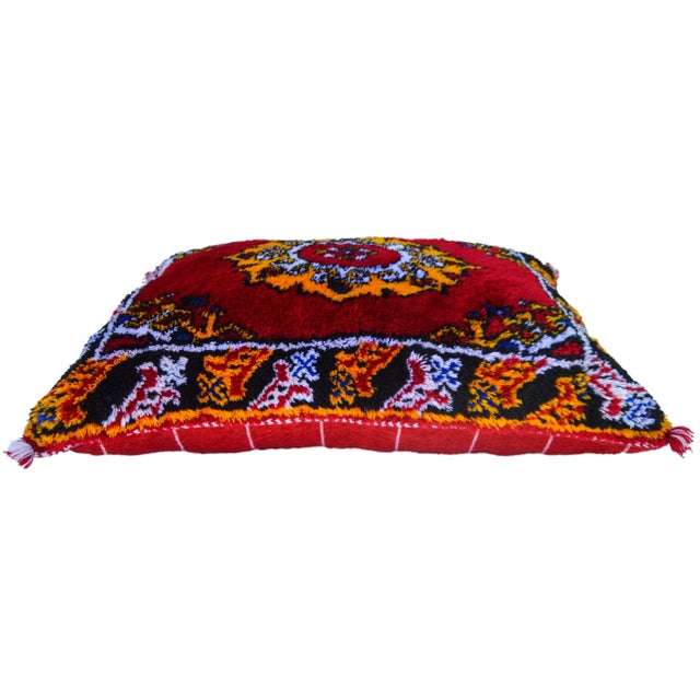 Tribal Mid 20th Century Moroccan Colorful Berber-Patterned Wool Pillow For Sale - Image 3 of 11
