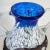 Early 20th Century Antique Bohemian Mouth-Blown Handled Vases in Blue and White Confetti Lava Glass With Bronze Casing, a Pair For Sale - Image 5 of 11