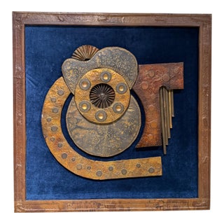 1970s Brutalist Metal Wall Art Sculpture, Abstract Design, Stephen Chun For Sale
