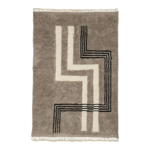 Angular Geometric Key-Line Hand-Knotted Wool Rug | 9'10" X 6'9" | One of a Kind