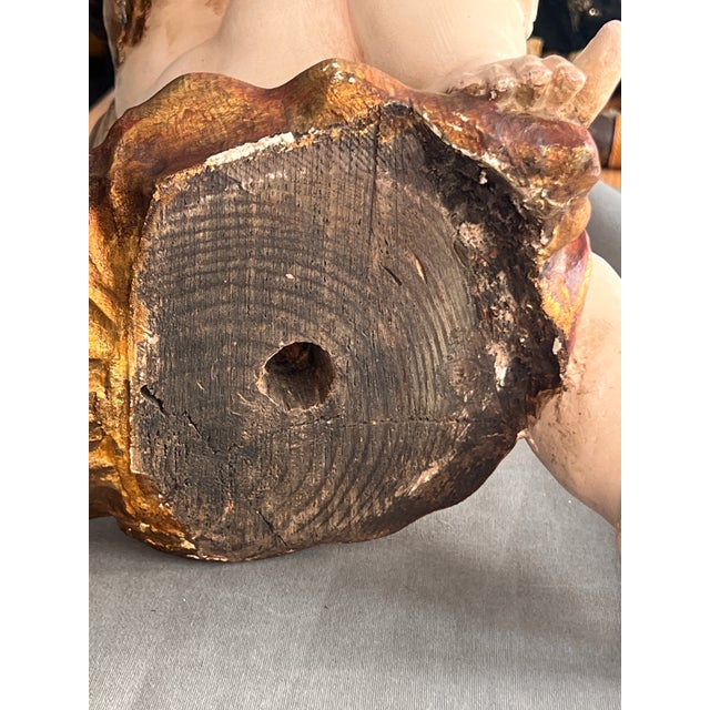 Angel Carved in Wood, Spain, 1970s For Sale - Image 4 of 11