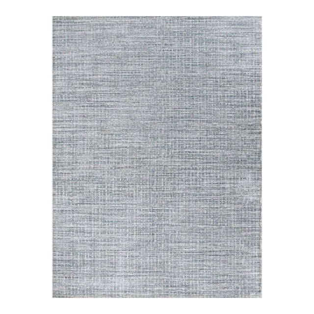 Simplicity Comfort Light Blue Beige Contemporary Rug 7'9 X 9'11 For Sale