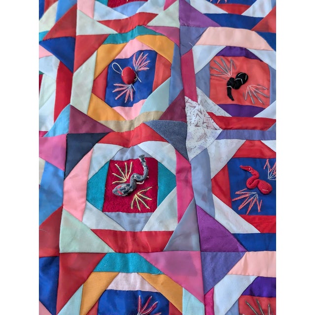 Vintage Double Sided Reversible Handmade Chinese "Bai Jia Bei" Quilt For Sale - Image 10 of 16