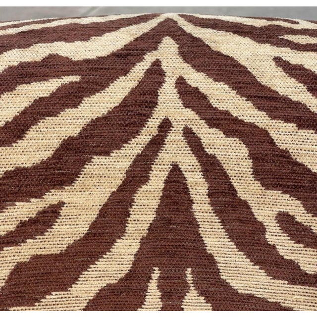 Late 20th Century Larry Laslo for Directional Zebra Pattern Wood Frame Lounge Club Chairs, a Pair For Sale - Image 5 of 8