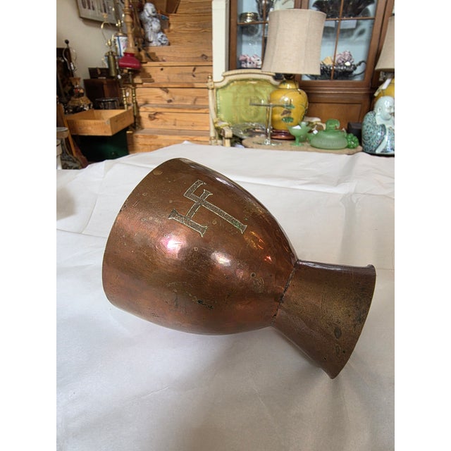 Metal Copper Chalice With Monogram For Sale - Image 7 of 7