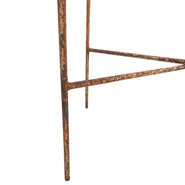 Early 20th Century Early 20th Century Rustic Antique Early American Iron and Glass Accent or Side Table - 1900s Tulsa For Sale - Image 5 of 9