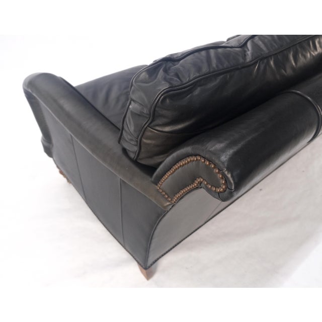Baker Furniture Company Madrid Hartwell Black Leather Sofa by Wesley Hall MINT! For Sale - Image 4 of 14