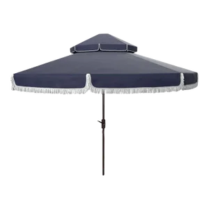 Milan 9 Ft Double Top Umbrella - Navy/White
