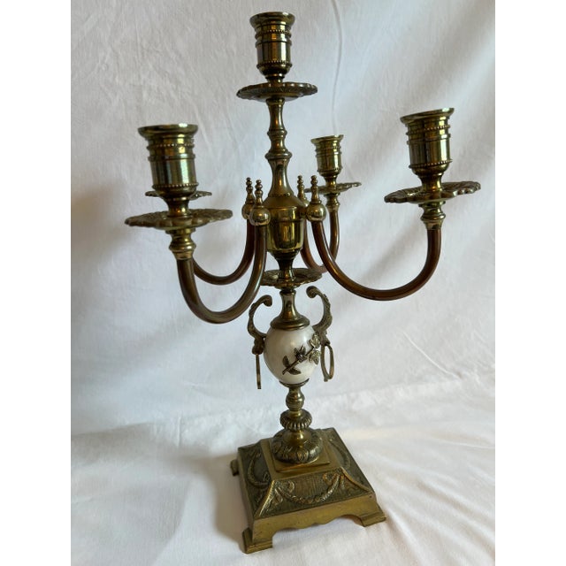 Pair of Candelabras - Mid 20th Century Brass, Copper & Onyx For Sale In Austin - Image 6 of 10