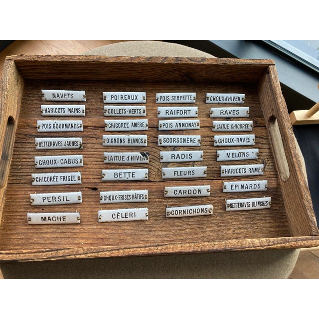 French Set of 32 Early 20th Century French Enamel Herb/Vegetable Labels For Sale - Image 3 of 8