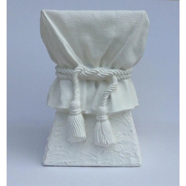 John Dickinson Vintage John Dickinson Attr. Plaster "Tromp L' Oeil" Draped & Rope Tassel Side Table For Sale - Image 4 of 12