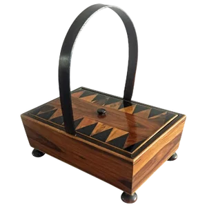 Tunbridgeware Rosewood Sewing Box with Hoop Handle
