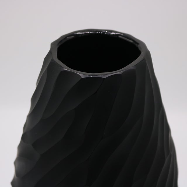 Ferro Italian Murano Art Glass Black Vase Italy 1990 For Sale - Image 4 of 6