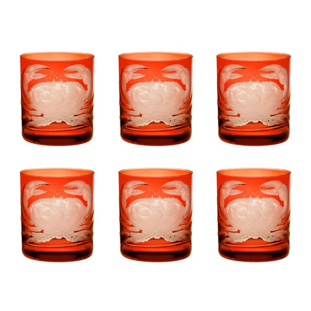 Artel ARTEL Crab Double Old Fashioned Glass in Burnt Orange - Set of 6 For Sale - Image 4 of 4