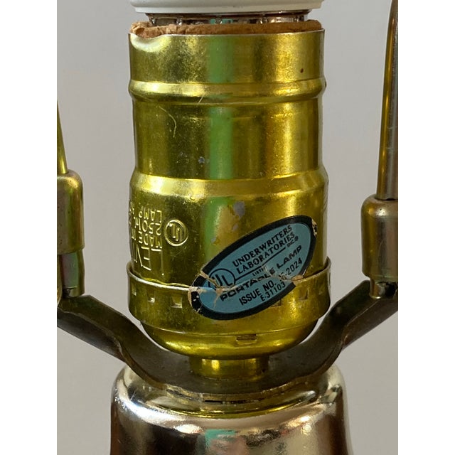 Glass 1970s Mid Century Modern Underwriters Laboratories Large Midcentury Pearlescent Glass Lamp For Sale - Image 7 of 12