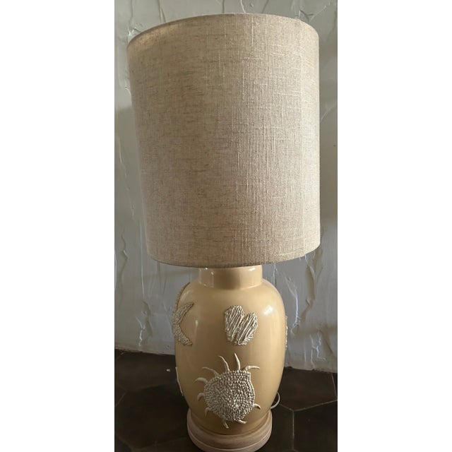 California Coastal Chic Seashell Encrusted Ginger Lamp For Sale - Image 9 of 13