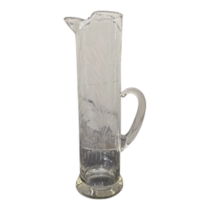 1950s Mid Century Modern Javit Glass Fine Wheat Engraved Handled Martini Pitcher