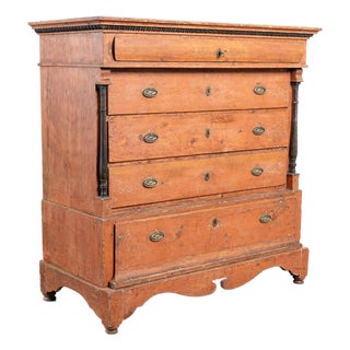 Early 19th Century Danish Original Painted Pine Chest of Five Drawers For Sale