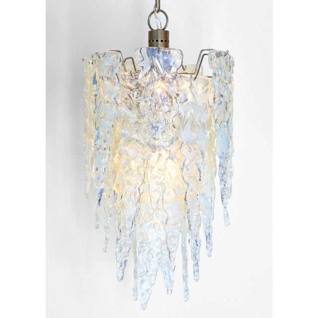 Mid-Century Modern “Ghiacciolo” Murano Glass Iridescent Chandelier For Sale - Image 3 of 12