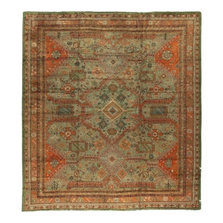 Early 20th Century Zabihi Collection Green Large Irish Donegal Rug - 13'2" x 14'9" For Sale