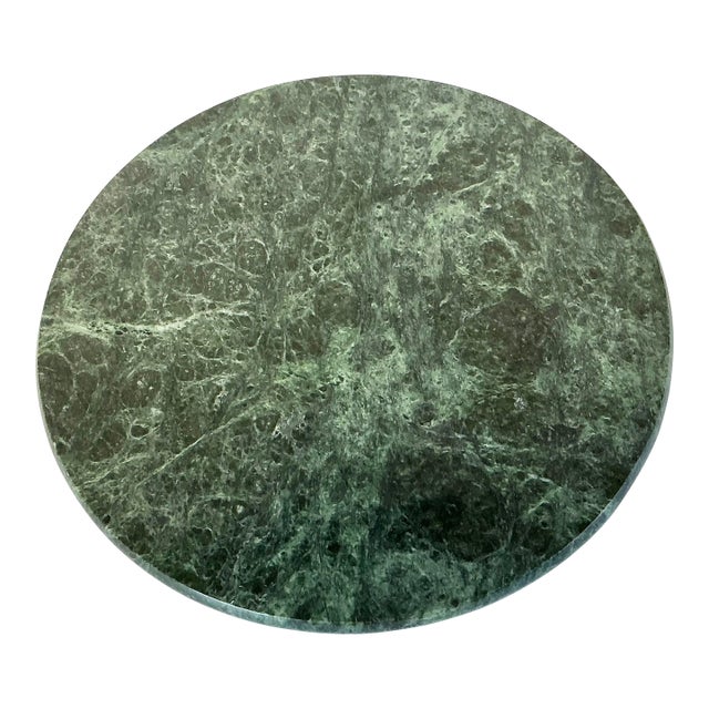 1970s Vintage Boho Chic Italian Green Marble Cheese Stone Serving Piece For Sale