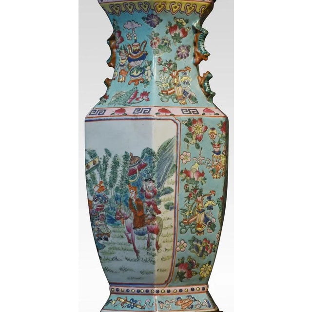 1920s Chinese Pink Family Vase Lamp, 1920s For Sale - Image 5 of 8