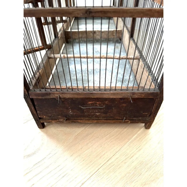 Brown Large Antique 19th Century Architectural Model Primitive American Folk Art Birdcage For Sale - Image 8 of 12