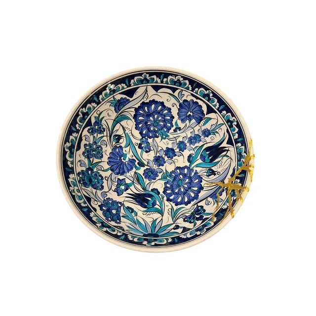 1990s Ceramic Bowl with Gold Kintsugi Repair, 1990s For Sale - Image 5 of 10