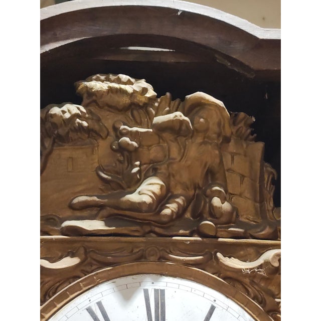 Brown Antique French Provincial Comtoise Longcase Clock Signed “Migeat À St Germain Du Bois For Sale - Image 8 of 12