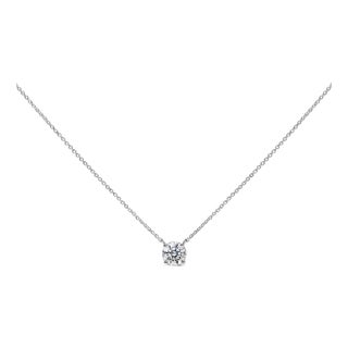 14K White Gold 1.00 Cttw Lab Grown Diamond Solitaire Pendant For Sale