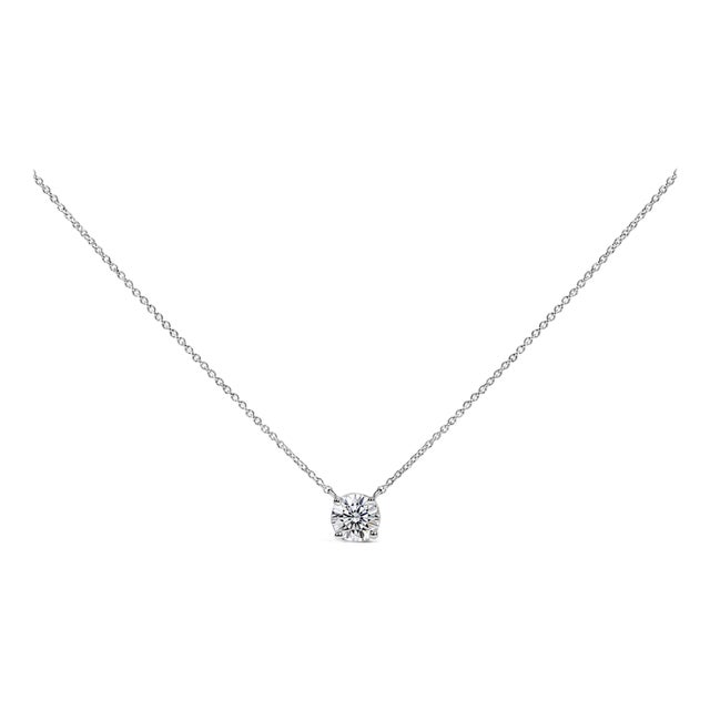 14K White Gold 1.00 Cttw Lab Grown Diamond Solitaire Pendant For Sale
