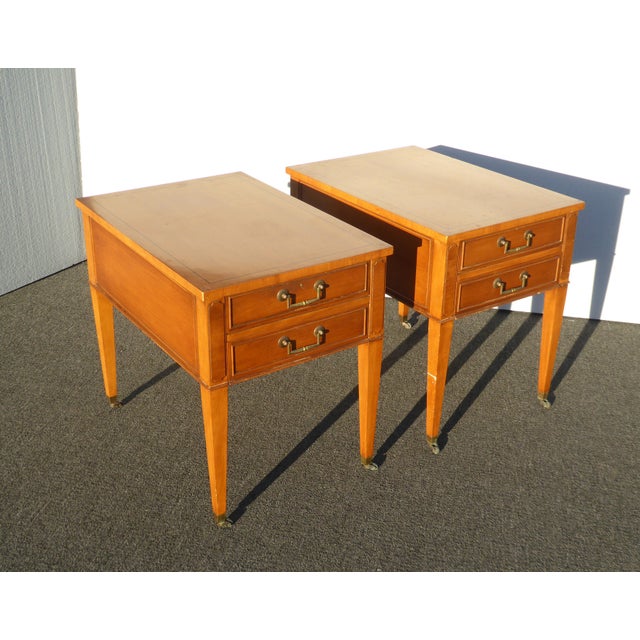 Pair Vintage Hekman Mid Century Modern Golden Brown End Tables