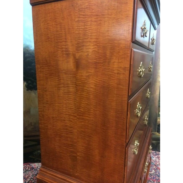 Tiger Maple Queen Anne Highboy, Baker Furniture For Sale - Image 9 of 15