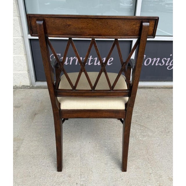 2000 - 2009 Jonathan Charles Regency Style Lattice Back Arm Chair For Sale - Image 5 of 11