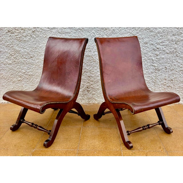 Brown Pair of Valenti Leather Lounge Chairs, Spain, Mid-20th Century For Sale - Image 8 of 15