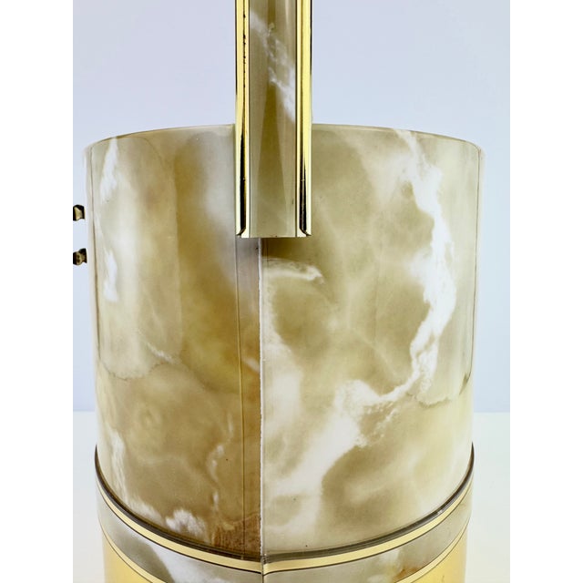 Vintage Mid Century Modern Faux Onyx and Gold Ice Bucket With Handle For Sale In Little Rock - Image 6 of 14
