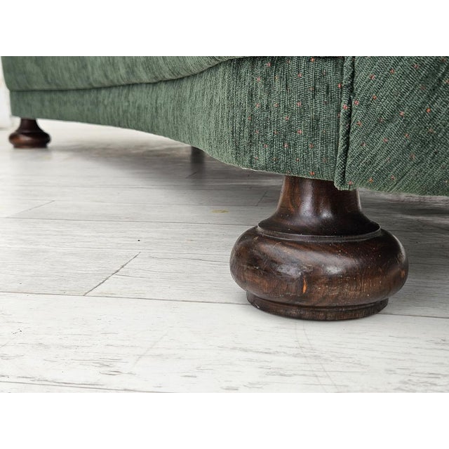 Wood Vintage Danish Velour 3 Seater Banana Sofa, 1960s For Sale - Image 7 of 18