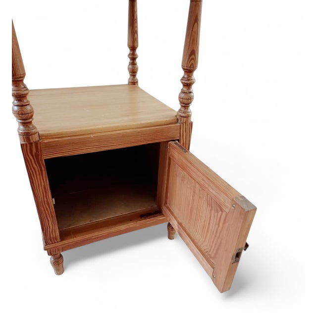 Brown Louis XVI French Nightstand with White Marble Top, 1940s For Sale - Image 8 of 11