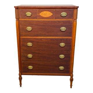 Vintage 1930s Mahogany Tall Column Style Dresser For Sale