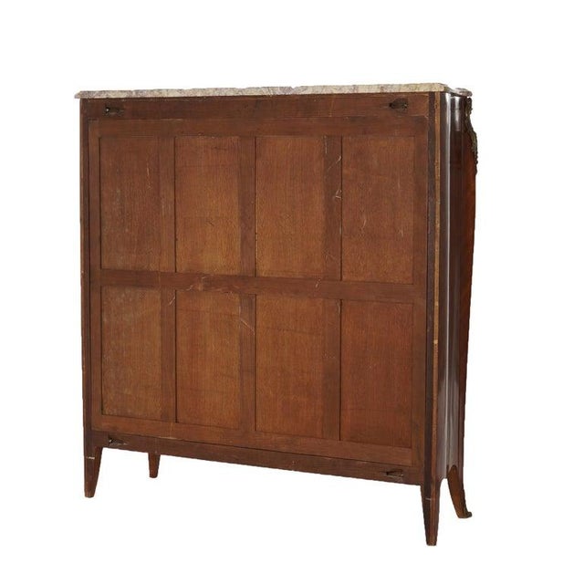 Wood Antique French Kingwood, Marble & Satinwood Marquetry Armoire C1910 For Sale - Image 7 of 18