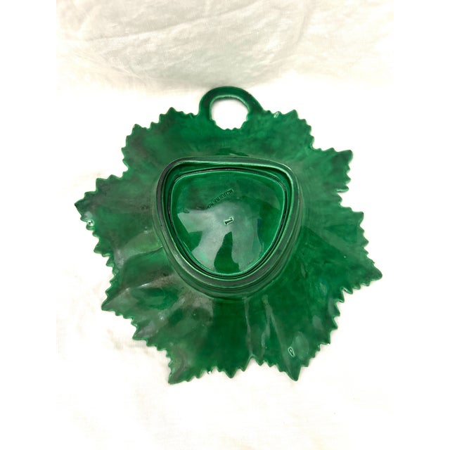 Farmhouse Antique Hornberg Green Majolica Leaf Serving Dish For Sale - Image 3 of 7