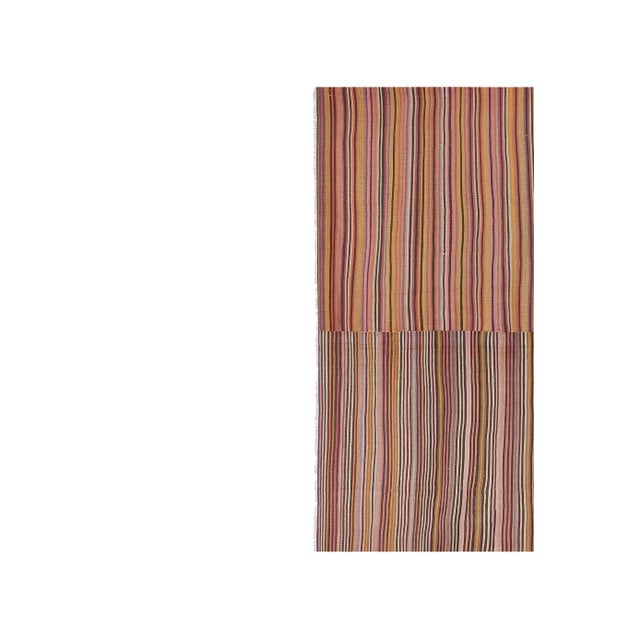 Mid-Century Modern 1960s Vintage Oversize Striped Turkish Kilim Rug 9'4'' X 9'10'' For Sale - Image 3 of 13