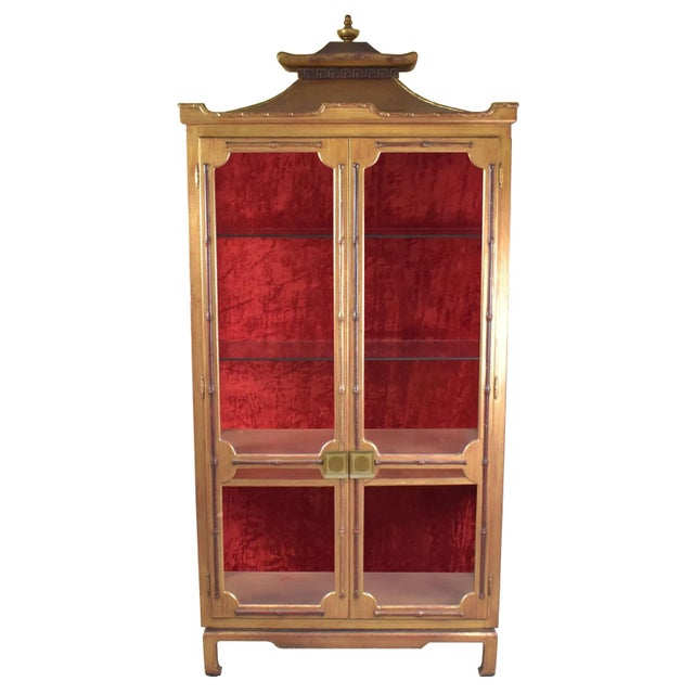 Illuminated Gold Leaf Pagoda Cabinet in nice as found vintage condition. There are minor scuffs, scrapes and wear to the...