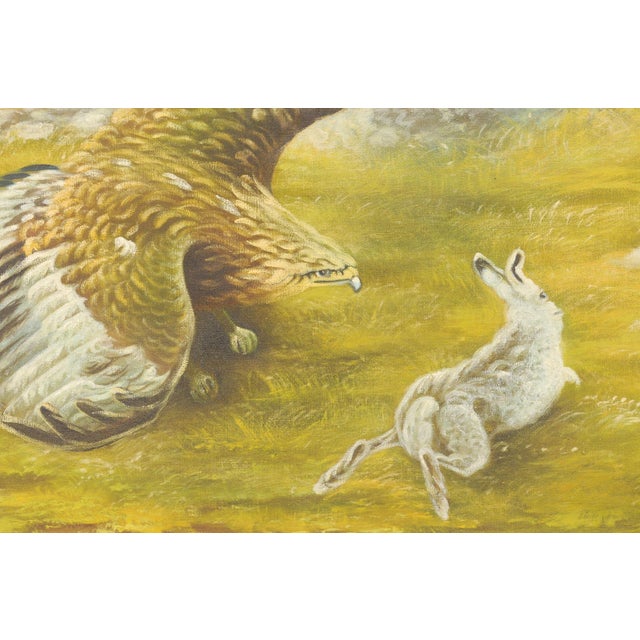 Swedish Painting of a Hawk W/Rabbit, 1950's For Sale - Image 10 of 12