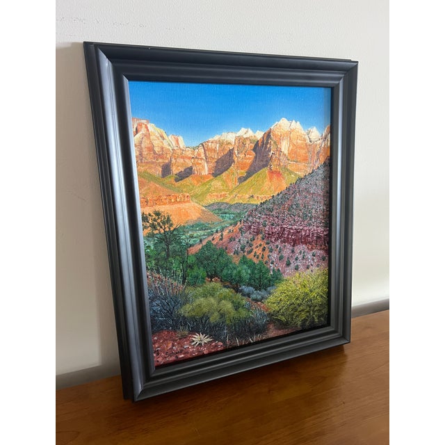Contemporary Sunlit Zion Cliffs Original Painting by Steve Schaaf For Sale - Image 3 of 7